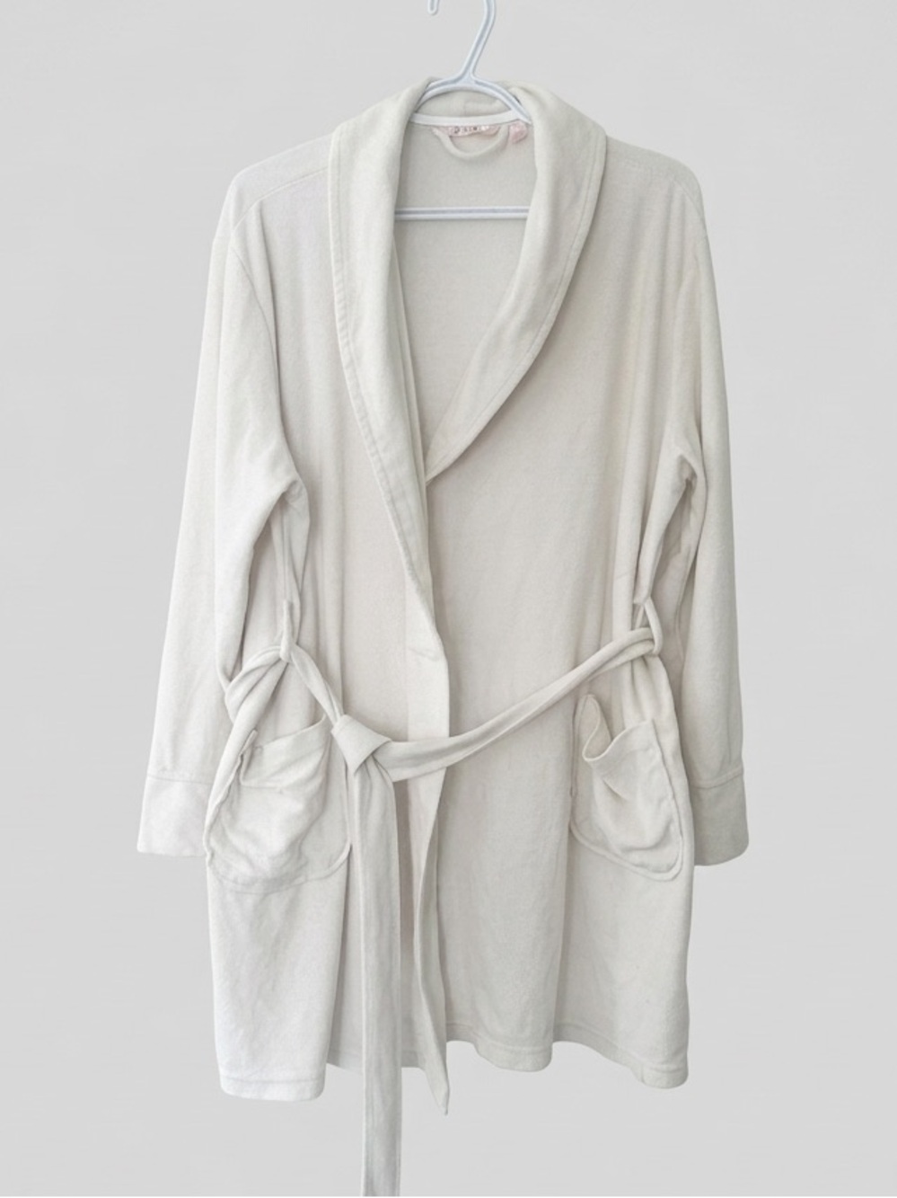 La Vie En Rose Women's White Cotton Short Robe Size Small